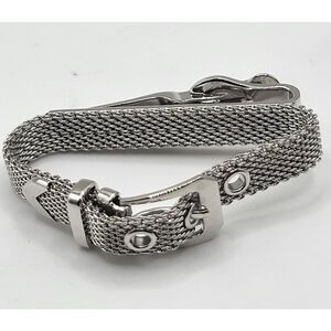 Swank Silvertone Mesh Belt Tie Clip 2in
